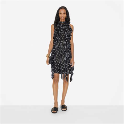 Burberry Ruffled Polka Dot Silk Chiffon Dress 